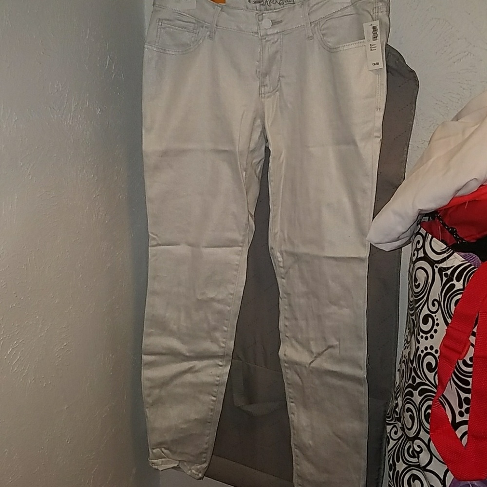 White and silver old navy rockstar jeans